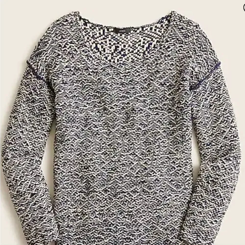 J CREW Sweater Tunic Boatneck Marled Cotton Blend